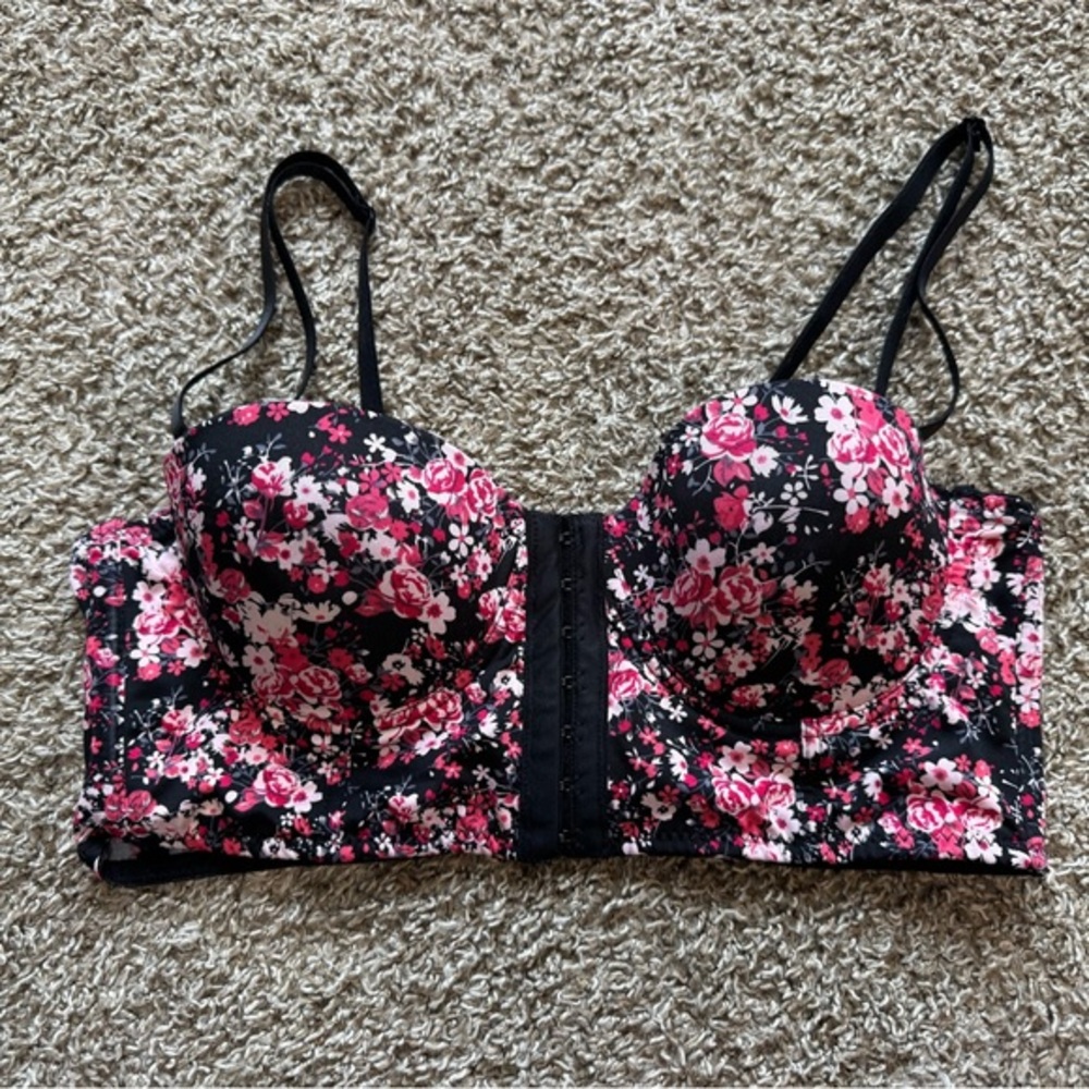 Native Intimates Floral Corset style bra front clasps